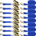 1.5 inch Ratchet Straps Heavy Duty 8 Pack 1-1/2 in x 12ft Cargo Load Tie Down Strap Double J Hook Blue 2200lbs Working Load for Trucks