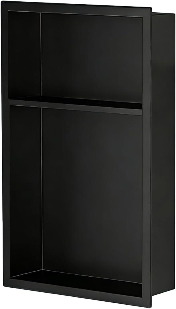Niche for Shower Wall 24" x 12",Recessed Shower Niche, Matte Black Stainless Steel with 1 Built-in Shelf, 8-Year Fade & Scratch Resistant, No Tile Needed Bathroom Storage