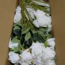 Rowfad 60 Pcs Artificial Roses Bulk Velvet Silk White Roses White Roses for Wedding Centerpieces Bridal Bouquet Mohter's Day Valentine's Day Home Decor (60, White)