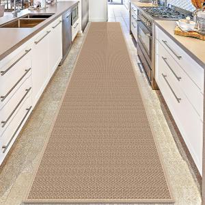 15ft Natural Jute Hallway Runner Rug Non Slip Washable, Rubber Backed Long Khaki Indoor Entryway Runner, Absorbent Kitchen Carpet Sink Rug