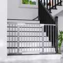 Cumbor 29.7"-51.5" Extra Wide Baby Gate for Stairs, Mom's Choice Awards Winner-Dog Gates for Doorways, Pressure Mounted Walk Through Pet Gate Indoor, Safety Auto-Close Child Gate for Kids, Gray