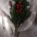 Yunlly 2 Pcs 23.6in Frosted Artificial Cedar Pine Topiary Trees for Front Porch Decor, Outdoor Christmas Tree with Cones Red Berries, Faux Shrubs UV Resistant Fake Bush Greenery for Indoor Garden