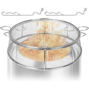 Fire Pit Shield and Cooking Grate for Solo Stove Yukon 27",304 Stainless Steel Spark Screen with Stand & 2 Guide Sticks,Outdoor Fire Pit Accessories
