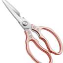 CGBE Kitchen Scissors, Multi-Purpose Kitchen Shears, Heavy Duty Dishwasher Safe Food Scissors for Chicken, Poultry, Fish, Meat & Herbs with Non-Slip Grips - Rosegold