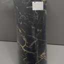 Gold Foil Stamped Marble Kitchen Mats for Floor 2PCS Cushioned Anti Fatigue Non Slip Waterproof Comfort Leather Kitchen Rugs 2/5 Inch PVC Kitchen Mats for Sink, Laundry, 17.3"x28"+17.3"x59", Black