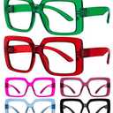 Eyekepper 6 Pack Metalless Blue Light Blocking Reading Glasses with Screwless Spring Hinges Oversized Computer Readers for Women +0.75