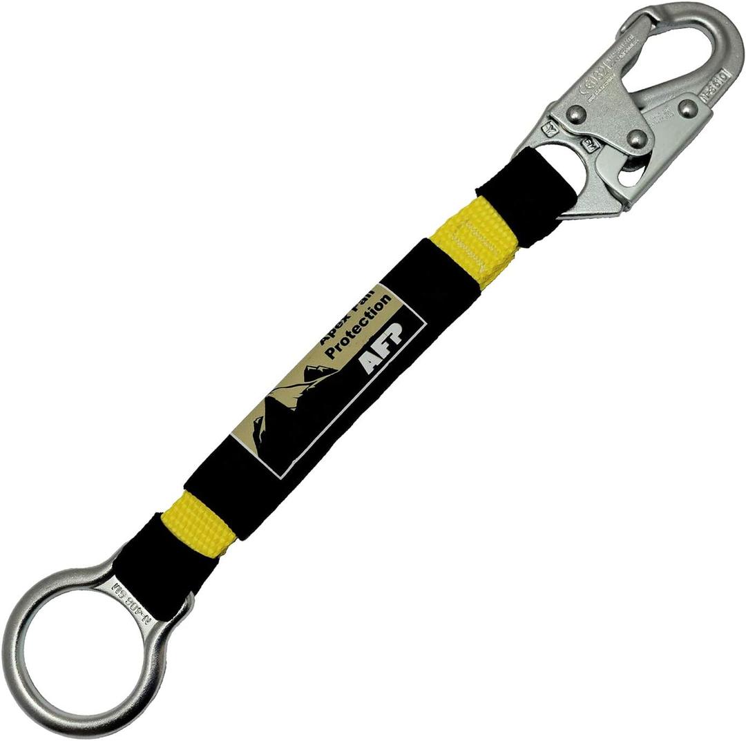 AFP Heavy-Duty 18 inch D-Ring Extender Fall Protection with Snap Hook and O-Ring OSHA/ANSI Compliant PPE