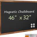 Board2by Magnetic Chalkboard Black Board 46 x 32, Extra Large Chalk Board Blackboard for Wall Decor, Easy-to-Erase Wood Framed Magnet Board, 4 Magnets for School, Home & Office (Rustic Brown)