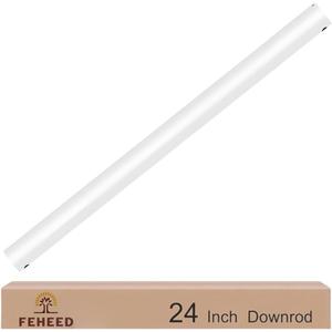 24 Inch Ceiling Fan Downrod, 1" Diameter White Ceiling Fan Extension Rod (No Threads),Universal Down Rods for Ceiling Fans,Easy Installation