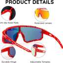 2 x Polarized Kids Sunglasses, Youth Baseball Sunglasses for Boys Girls, Cycling Sun Glasses UV400 for Kids Ages 8-14 (Red Frame/Orange Lens)