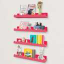 Nursery Shelves for Wall, Pink Scalloped Shelves Floating Wall Shelves Set Book Shelves for Kids, Home Decor Nursery Bookshelf Toilet Shelf (15.5 inch)
