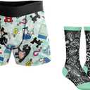 Monopoly mens Lounge Set With Tee & Lounge Pant in Gift Box, Multiple Designs, Size M