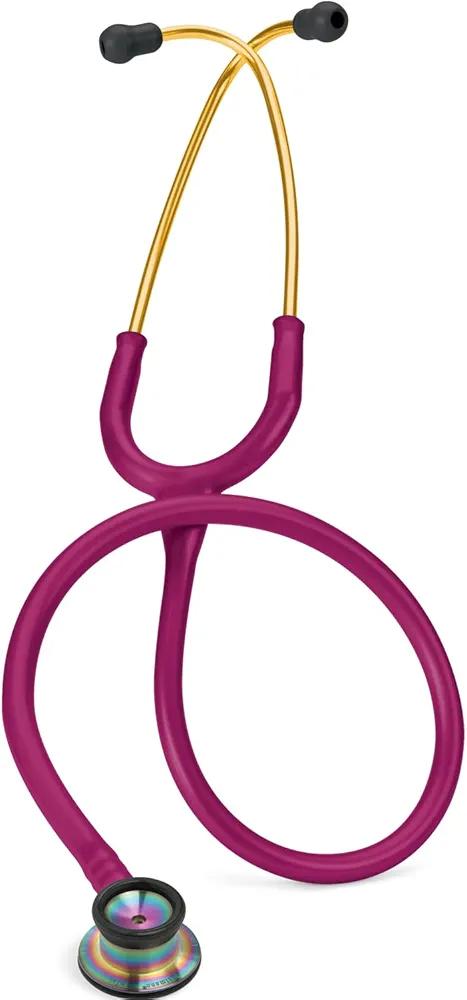 3M Littmann Classic II Infant Stethoscope, 2157, Stainless Steel Rainbow-Finish Chestpiece, 28" Raspberry Tube, Brass Stem, and Headset