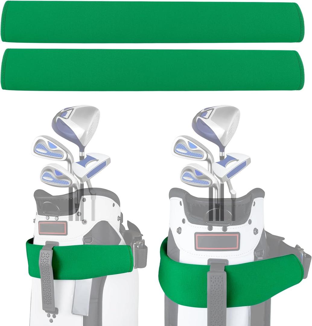 Golf Cart Strap Sleeve, Protect Your Golf Bag from Wear and Dirt - Premium Material, Simple Design, Easy to Install, Universal Fit (2-Pack, Green)