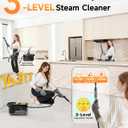 Gautye Steam Cleaner, 3 Level Adjustable Handle, 10s Heat Up, 2.11 Quarts Tank, Handheld Steamer for Cleaning with 18 pcs Accessories, Steam Cleaner for Home for Floor, Dirt, Grease, Grout, Tile, Car