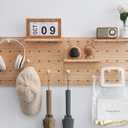 Wood Pegboard Combination Wall Organizer Kit, Wooden Display Pegboard Panel Kits for Bedroom, Study, Office, Bathroom, 2 Pieces Pegboards and 15 Accessories