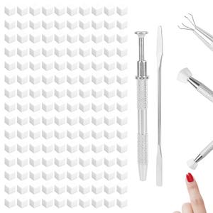 150pcs Soft Nail Sponges for Ombre, with 1 Grabbing Pen & 1 Mixing Spoon Manicure Nail Art Tools and Accessories Supplies for Home DIY & Salon Use