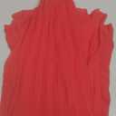 ebossy Women's High Waist Flowy Pleated Chiffon Maxi Skirt (Large, Red)