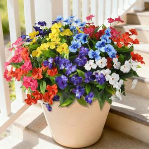 Hommyea Artificial Fake Flowers for Outdoor, 6 Bundles UV Resistant Faux Plants Decoration Silk Flowers No Fade Plastic Flowers for Outside Planters Home Porch Patio Yard Garden Decor