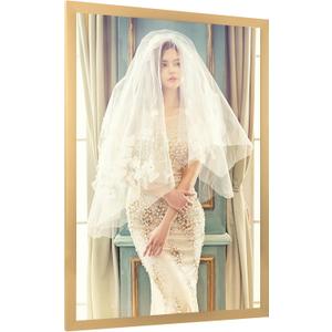 27x40 Frame Gold, Modern 40x27 Picture Poster Frame, Horizontal Vertical Hanging, Ornate 27 by 40 Gallery Family Concert Portrait Photo Frame Anniversary/Birthday/Wedding/Thank you/Christmas Gift