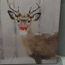 TLESKE Winter Christmas Red Nose Deer Reindeer Wall Art Decor, Vintage Rustic Deer Canvas Wall Art Print for Farmhouse Living Room Bedroom, Funny Winter Christmas Moose Wall Artwork Picture, 11x14