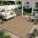 MontVoo-Outdoor Rug-Patio Rug 5x7 ft Polypropylene Indoor Outdoor Rugs Outdoor Carpet for Patio Deck Balcony Porch, Textured Weave, Durable for High Traffic, Fade-Resistant, Modern Neutral Brown