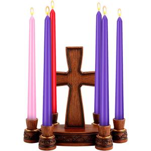 Nuanchu 6 Pcs Lenten Taper Candle Set Easter Holy Week Candle Purple Pink Red 10 Inch Lent Colorful Velas De for Easter Devotional Church Home Decoration Party Supplies, Wooden Holder Not Included