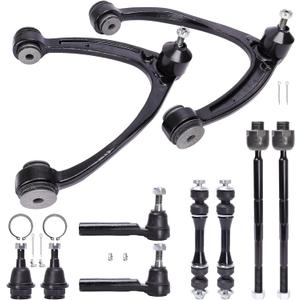 10pc Front Suspension Kit for 2007-2014 Chevrolet Avalanche Tahoe Silverado Suburban GMC Sierra Yukon XL 1500 Escalade ESV EXT 2 Upper Control Arms 2 Sway Bars 2 Lower Ball Joints 4 Tie Rods