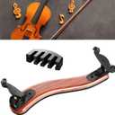 Violin Shoulder Rest for 1/2 Size, [Imitation Wood Grain] Violin Shoulder Rest with Comfortable Foam Pad & Height Adjustable Feet