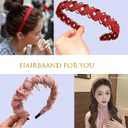 2-in-1 Decorative Hair Clips Non-Slip Grip - Nylon Braid Headbands for Women - Comfortable Accessories for All Types(Wrinkle pink, Metal red)