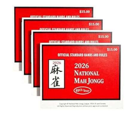 Mahjong Cards 2026 - Large Print American Mah Jongg Reference Cards, 4Pack Waterproof Easy to Read