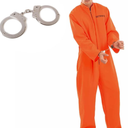 fun shack Men's Prisoner Costume, Orange Jail Inmate Jumpsuit, Adult Prison Outfit for Halloween or Costume Parties, XL
