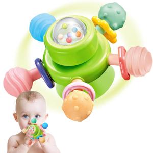 Silicone Baby Teething Suction Cup Spinner Toys, Easter Basket Stuffers for Babies, Infant Sensory Toys for 0-6 6-12 Months, Montessori Spinning Bath Toy Rattles Chew Toys for 1 2 Year Old Toddler