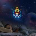 CoolGift Mart Rocket Neon Sign, LED Light Room Decor, USB Powered Light Up Space Element Universe Theme Decoration, for Bedroom Living Room Gaming Room Man Cave Home Party Birthday Gift for Teen Boys