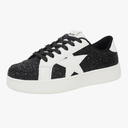 Niluber Star Sneakers for Women Low Top Comfortable Cushioned White Gold Sliver Leopard Platform Sneakers Lace Up Red Glitter Platform Party Shoes 11