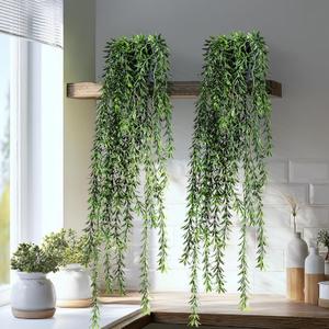 Artificial Hanging Plant 2 Pcs Faux Plant Ivy Vine Faux Eucalyptus Vines Fake Potted Greenery for Wall Living Room Home Shelf Office Bathroom Outdoor Indoor Decor (Type 4)