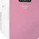 Cooluli 20L Mini Fridge For Bedroom - Car, Office Desk & College Dorm Room - Glass Front & Digital Temperature Control - Small 12v Refrigerator for Food, Drinks, Skincare, Beauty & Breast Milk (Pink) (21.1 Quarts)