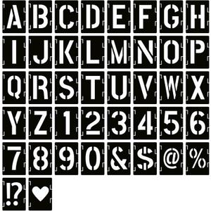 YEAJON 20 Inch Letter Stencils Symbol Numbers Craft Stencils, 42 Pcs Reusable Alphabet Templates Interlocking Stencil Kit for Painting on Wood, Wall, Rock, Sign, DIY Art Projects (20 inch)