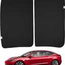 BASENOR Tesla Model 3 Glass Roof Sunshade 20212023, [No Gaps No Sag] Front+Rear Sunroof Heat-Blocking UV Sun Shade with Reflective Covers, Foldable Frame, Black (Proprietary Design)