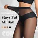 DancMolly Sheer to Waist Control Top Pantyhose, 2 Pairs Women's Tights T-Crotch, Everyday Office Wear, Medias de Mujer (X-Large, Black)