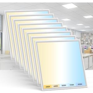 AIKVSXER 8 Pack 2x2 LED Flat Panel Light - Selectable 5 CCT 3000K-6500K & 5 Wattage 30-50W 5500Lm 0-10V Dimmable 2x2 led Drop Ceiling Lights 120-277V for Commercial and Home