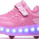 Aikuass USB Chargable LED Light Up Roller Shoes Wheeled Skate Sneaker Shoes for Boys Girls Kids, Size: 13 Little Kid