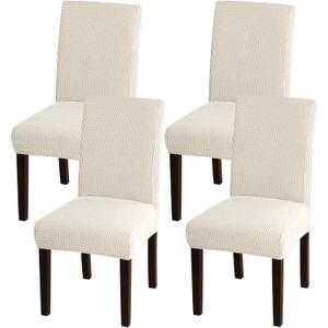 Turquoize Chair Covers Set of 4 Spandex Removable Kitchen Chair Covers Parson Chair Slipcover Chair Seat Covers for Dining Room, Hotel, Ceremony (4, Biscotti Beige)