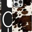 Compatible with MagSafe Cow Phone Case for iPhone 16, Cute Magnetic Animal Print Pattern Aesthetic Design Soft TPU and Hard PC Protective Phone Cover for Women Men Girls Boys - Brown