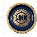 Cheerland 24 Pcs 40th Disposable Party Paper Plates for Blue and Gold Milestones Birthday Celebration Party Supplies and Decorations, Medium