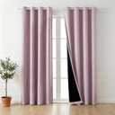 100% Blackout Curtains for Bedroom 72 Inch,2 Panels,Dark Pink | Faux Linen Cutains for Bedroom,Thermal Insulated Grommet Window Drapes,Blackout Curtains with Black Back,52 x 72 in,2 Panels