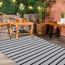 Black and White Striped Outdoor Rug Front Porch Rug 35.4'' x 59'' Front Door Mat Cotton Hand-Woven Reversible Mats for Outdoor,Entryway,Laundry Room,Farmhouse,Kitchen