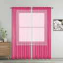 WPM Hot Pink Sheer Curtains 58" Wide x 84" Long 2 Panels Livingroom Window Treatment Rod Pocket Sheer Voile for Bedroom, Kitchen, Living Children Room Fully Stitched and Hemmed