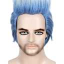 Linfairy Anime Short Layered Cosplay Wig Halloween Costume Blue Silver Hair Party Wigs