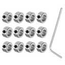 uxcell 12pcs Set-Screw Collars 8mm Bore, Nickel Plated Steel Shaft Collars, 14mm OD, 7mm Width, Landing Gear Stopper Wheel Collar with Hex Wrench
